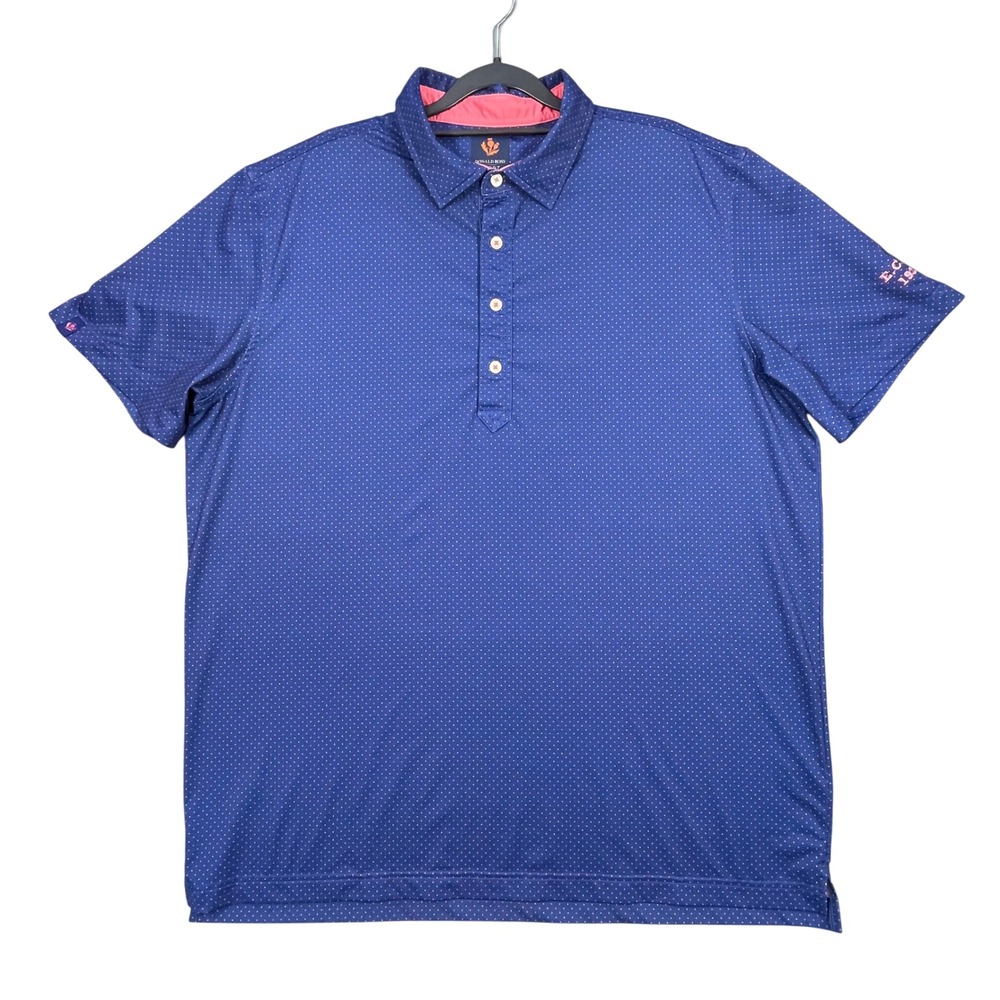 Donald Ross Blue Polka Dot Sport Polo Shirt Mens Size Large
